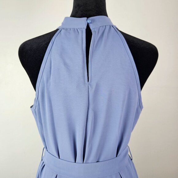 Pretty Garden Womens Halter Neck Tiered Maxi Dress Size S Waist Tie Light Blue - Picture 8 of 13